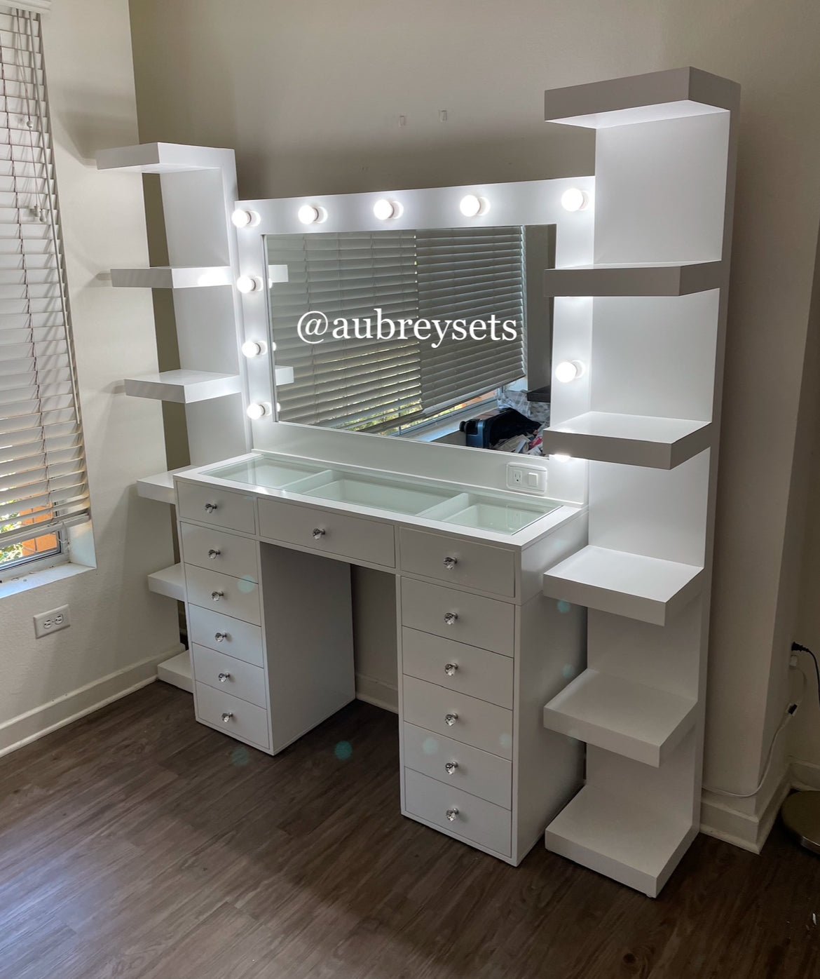 Vanity with 2 lack shelves
